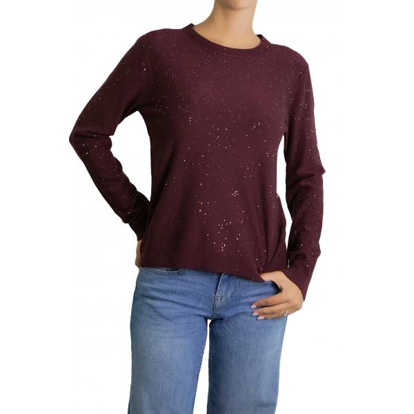 Maglioncino tinta unita con brillantini girocollo 